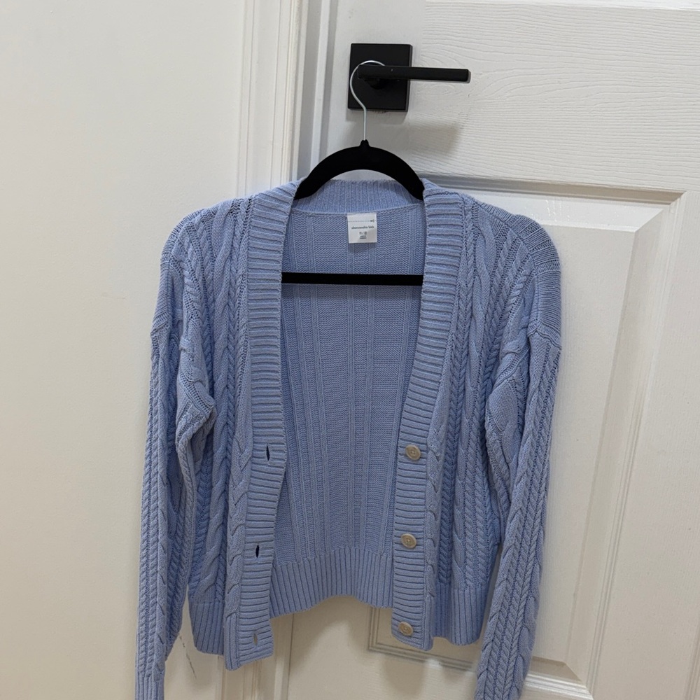 Abercrombie Kids Soft Blue Cable Knit Cardigan